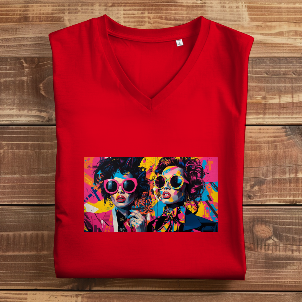 Damen Premium Bio V-Neck T-Shirt Sunglass