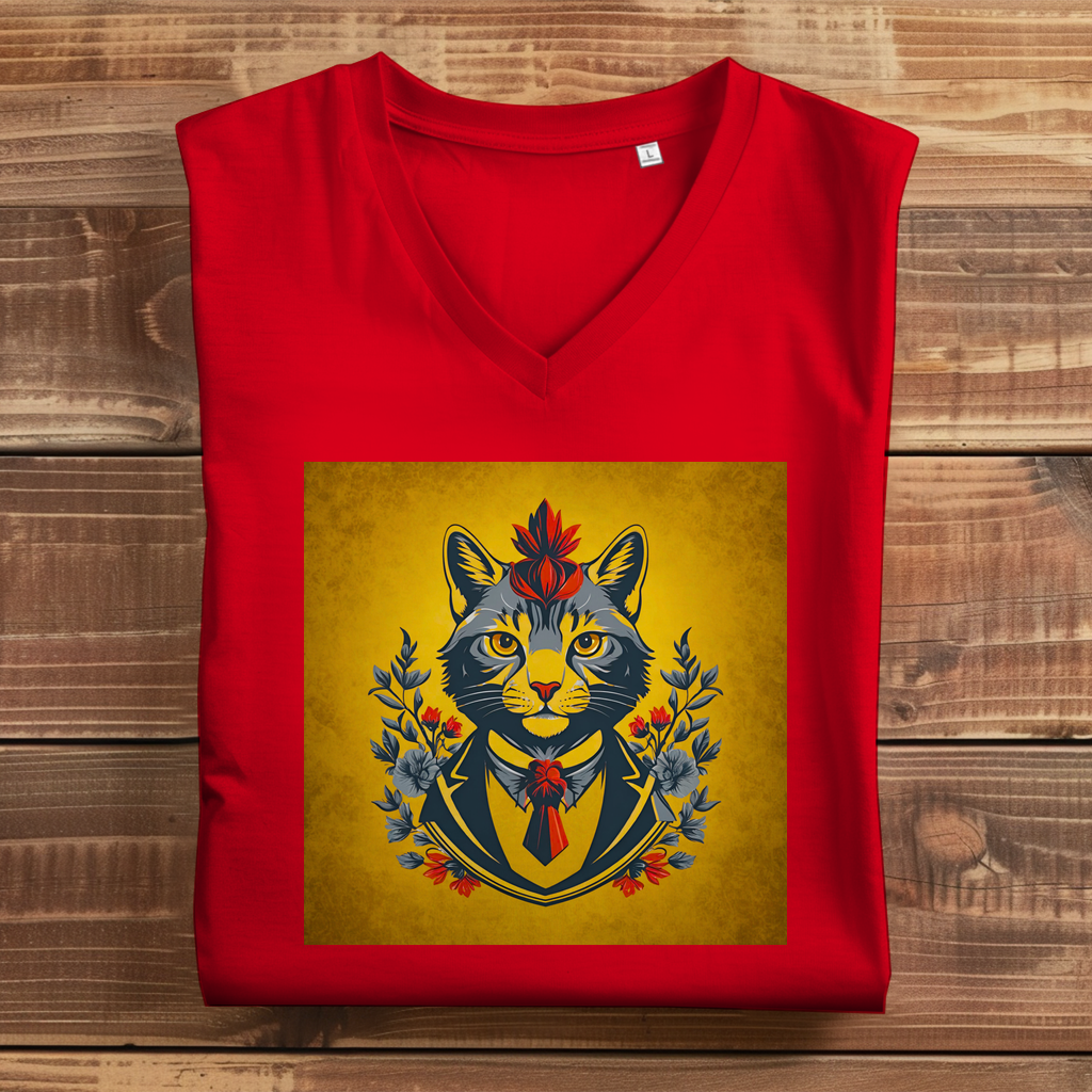 Damen Premium Bio V-Neck T-Shirt Cats
