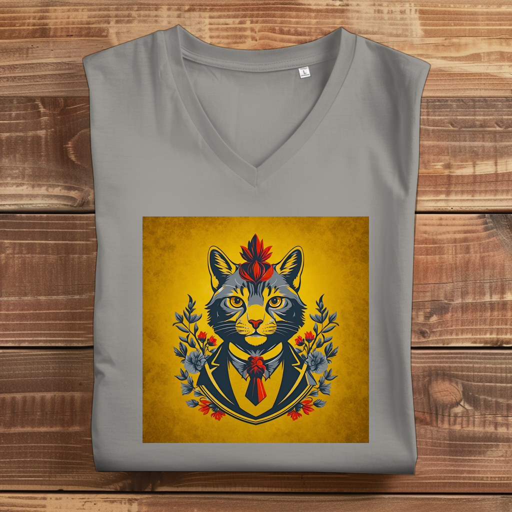 Damen Premium Bio V-Neck T-Shirt Cats