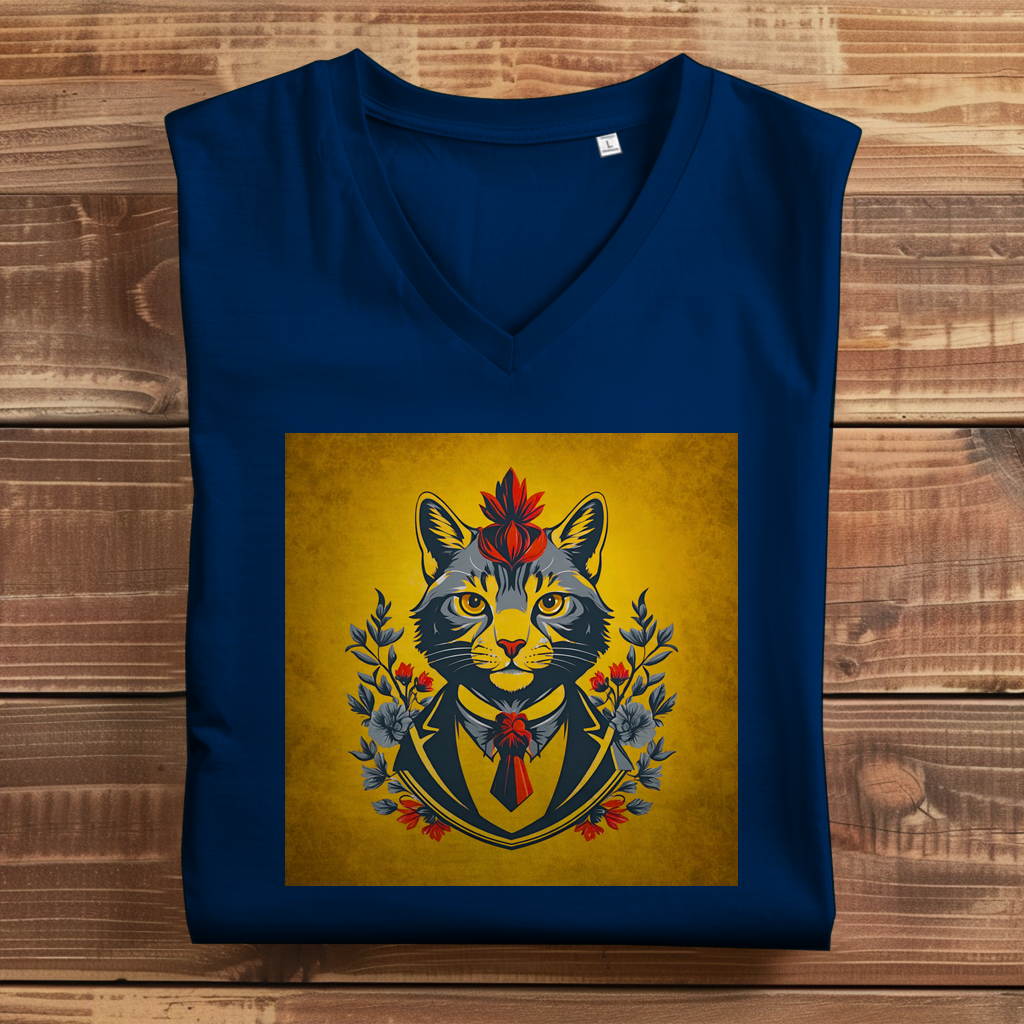 Damen Premium Bio V-Neck T-Shirt Cats