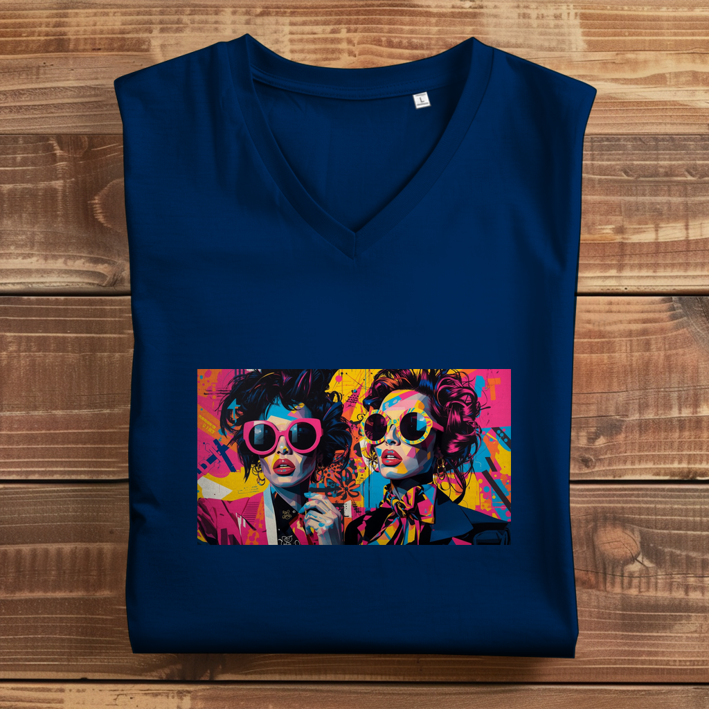 Damen Premium Bio V-Neck T-Shirt Sunglass
