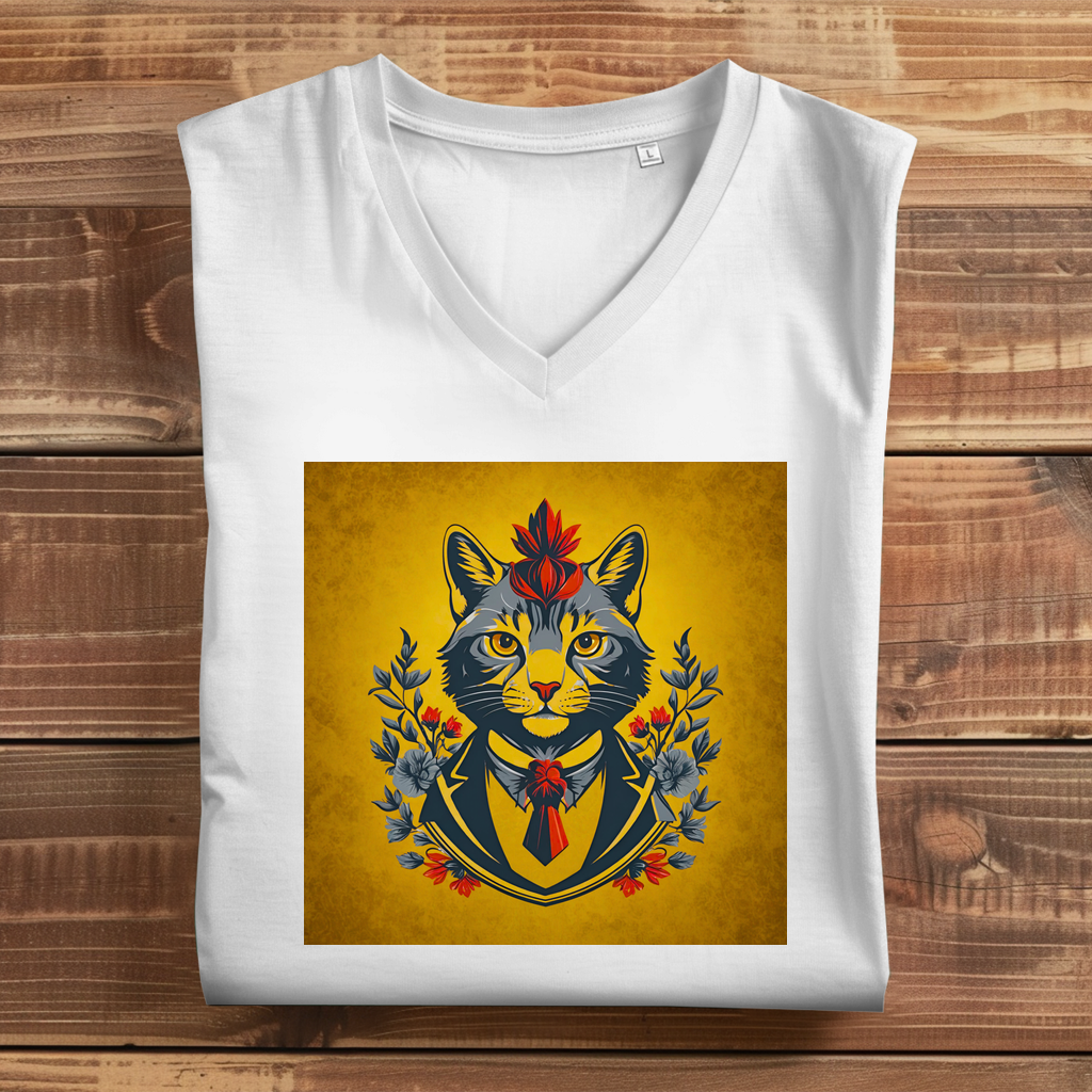 Damen Premium Bio V-Neck T-Shirt Cats