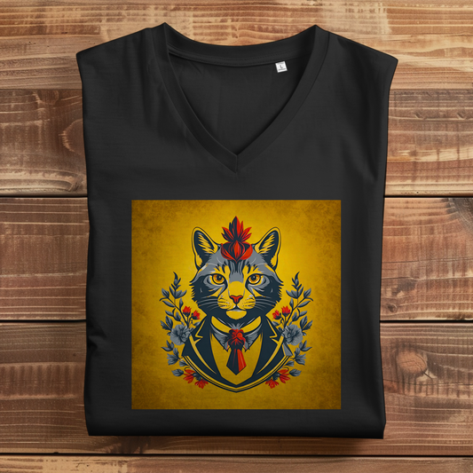 Damen Premium Bio V-Neck T-Shirt Cats