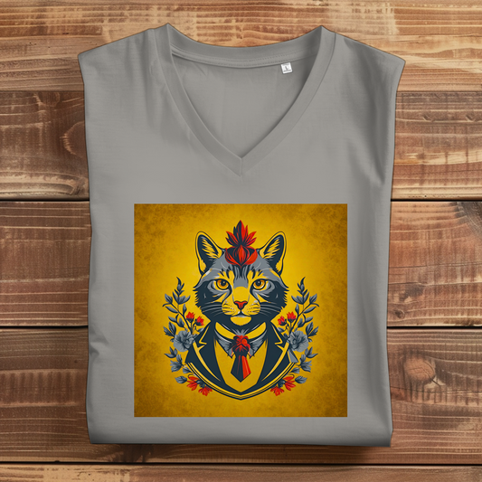 Damen Premium Bio V-Neck T-Shirt Cats