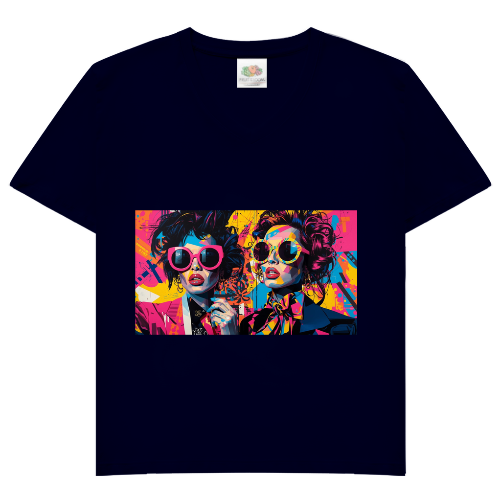 Damen Basic V-Neck T-Shirt Sunglass